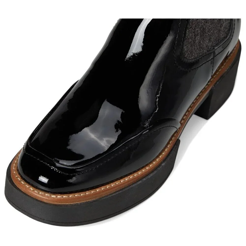 NWB$160 DOLCE VITA Patent Leather Saline H2O Waterproof Rain Booties Blk 8.5WIDE
